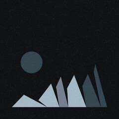 Geometric Mountains silhouette landscape art poster illustration