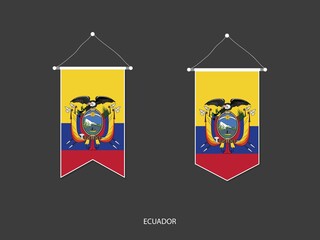 Ecuador flag in various shape, Soccer Flag Pennant Vector ,Vector illustration.