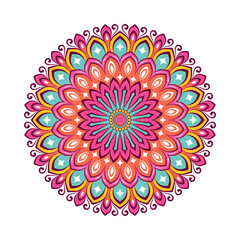 Fototapeta na wymiar Colorful mandala with floral ornament