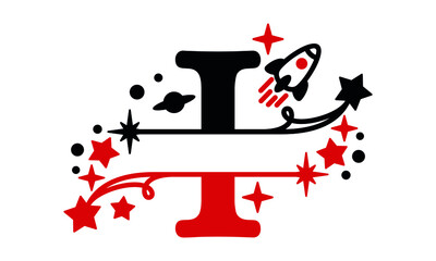 I Alphabet kids split space abstract monogram vector logo template