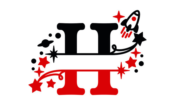 H Alphabet kids split space abstract monogram vector logo template