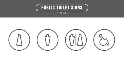 Public Toilet Signs Icon Set