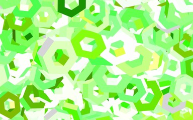 Light Green vector backdrop with hexagons.