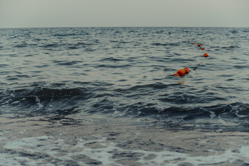 Seaside in the evening in cloudy weather
