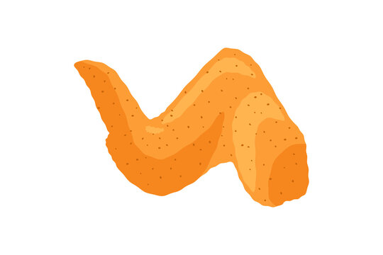 Fried crispy chicken wing. Cartoon fast food isolated vector eps illustration