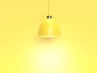  yellow lamp on the yellow wall. 3d background rendering