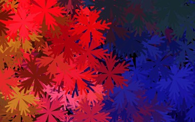 Dark Multicolor vector doodle background with flowers.