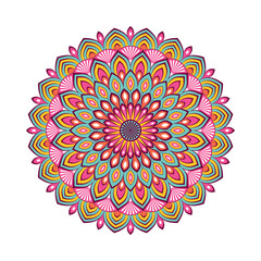 Colorful mandala with floral ornament