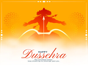 traditional happy dussehra yellow card design