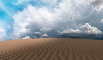 Fototapeta na wymiar Panoramic view of Desert with storm clouds