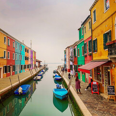 Fototapeta na wymiar THE COLORFUL HOUSES IN BURANO – THE MOST COLORFUL ISLAND IN ITALY