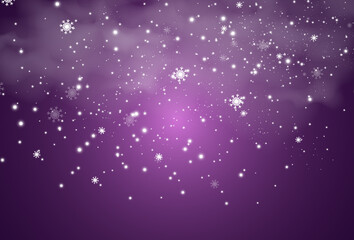Vector illustration of flying snow on a transparent background.Natural phenomenon of snowfall or blizzard.