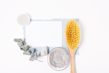 Natural organic cosmetics template with blank card