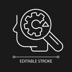 Recognizing weaknesses white linear icon for dark theme. Transform weaknesses into strengths. Thin line customizable illustration. Isolated vector contour symbol for night mode. Editable stroke