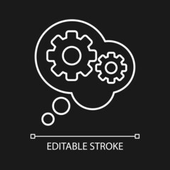 Reasoning white linear icon for dark theme. Draw conclusions. Deductive and inductive reasoning. Thin line customizable illustration. Isolated vector contour symbol for night mode. Editable stroke