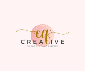 initial EQ Feminine logo beauty monogram and elegant logo design, handwriting logo of initial signature, wedding, fashion, floral and botanical with creative template.