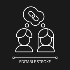 Understanding other options white linear icon for dark theme. Emotional intelligence. Thin line customizable illustration. Isolated vector contour symbol for night mode. Editable stroke