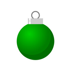 Green-colored Christmas ball isolated on white background. Xmas tree ball.
