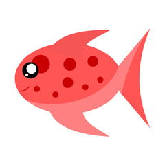 Red-colored fish isolated on white background. Simple fish clipart.