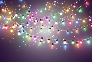Vector illustration of a light garland on a transparent background.	
