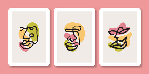 Set of Abstract Face Portrait Illustration