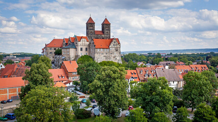 Naklejka premium Landscape with Abbey of Quedlinburg