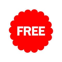 Free vector icon. Red badge sticker illustration sign. Promotion and advertising symbol or logo.