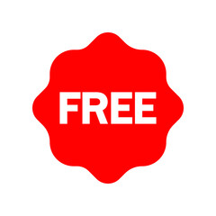 Free vector icon. Red badge sticker illustration sign. Promotion and advertising symbol or logo.