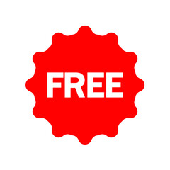Free vector icon. Red badge sticker illustration sign. Promotion and advertising symbol or logo.