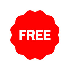 Free vector icon. Red badge sticker illustration sign. Promotion and advertising symbol or logo.