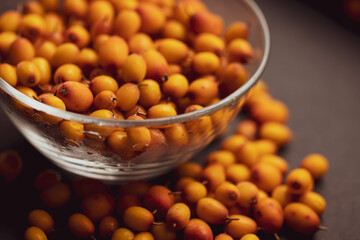 orange berries in a glass bowl