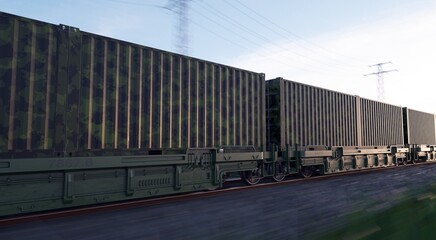 Rail military transport. Weapons transport. 