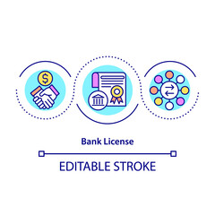 Bank license concept icon. Certified financial organization. Secure banking business operations abstract idea thin line illustration. Vector isolated outline color drawing. Editable stroke