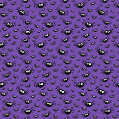 Creepy Halloween wallpaper with spiders. Seamless pattern. Vector