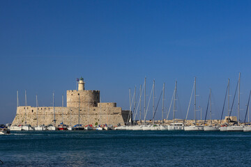 Fototapeta na wymiar Rhodes harbor on Rhodes island - Greece,mediterranean,europe, 