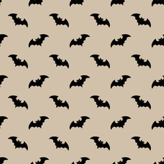 Halloween Pattern with Scary Bats. Flat Vector Illustration. Spooky Background for Halloween Party, October Party Decorations, Invitations, Banners, Wallpapers, Gift wrappers, Greeting cards