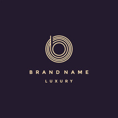 Luxury gold line logo design with simple and modern shape of LETTER B