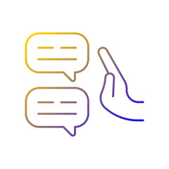 Sceptical view gradient linear vector icon. Scepticism. Scientific and religious scepticism. Critical thinking. Thin line color symbol. Modern style pictogram. Vector isolated outline drawing