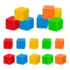 Set of red-orange blue yellow green toy blocks plastics wooden colourful building city toddler