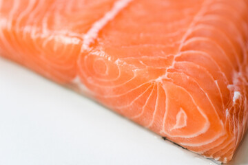 Fresh salmon fish, Close up raw salmon filet seafood for sashimi or steak