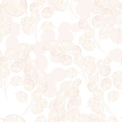 Vector illustration of the Lunaria. The endless pattern of  silver leaves. For wrapping paper. Perfect for wallpaper, surface textures, text