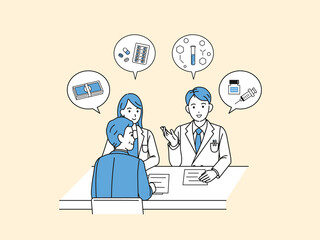 科学者　研究員　医者　ビジネス　資金　相談　話し合い　製薬　研究　イラスト素材