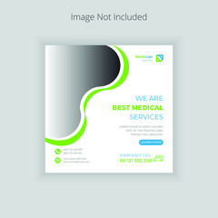Health care social media post banner template design for medical care services 