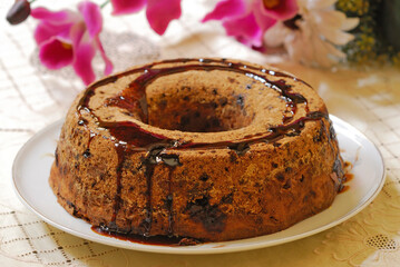 Homemade rustic chocolate cake. Brazilian dessert.