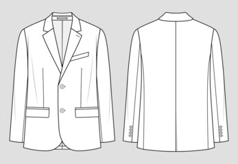 Suit jacket. Men's office wear. Vector technical sketch. Mockup template. - obrazy, fototapety, plakaty