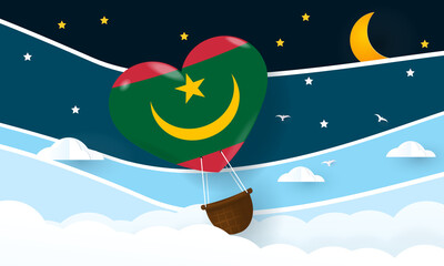 Heart air balloon with Flag of Mauritania for independence day or something similar