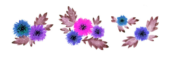 Sunny cheerful happy bright flower hand painted watercolor paper-cut design illustration. Perfect for textile, wallpaper or banner backgrounds, gift wrapping paper, card decoration.