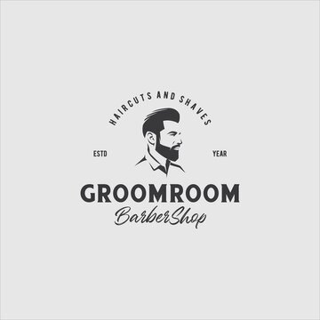 Barbershop Groom Room Logo Design Vector Image