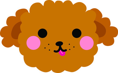 Cute puppy brown fluffy dog art face kawaii little pet on the white isolated background. 