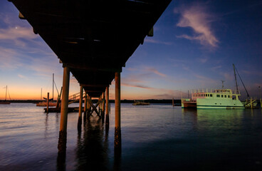 Pier at sunset at Jacare beach, Cabedelo, near Joao Pessoa, Paraiba, Brazil on April 3, 2004.
